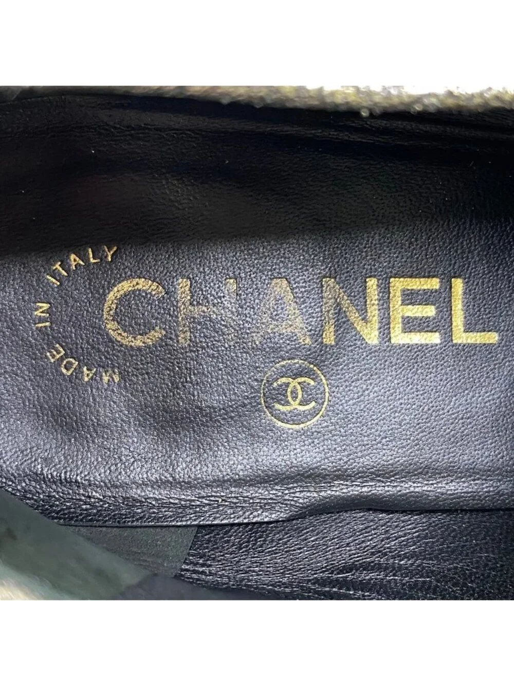 Chanel G9 CC Logo Metallic Gold Loafers